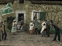 Vintage Postcard Game of bowls Sunday at the village