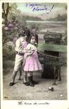 Vintage Postcard Twin wheel Child the lesson of Master