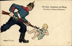 Vintage Postcard Fantasy Illustrator Fur Got Vaterland und konig For God the aptrie and the Emperor