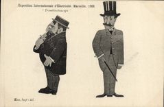 Vintage Postcard Fantasy Illustrator International exhibition of Electricity Marseilles 1908 Trominetoscope