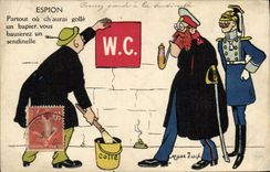 Vintage Postcard Fantasy Illustrator Spy WC Militaria