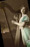 CPA Femme Harpe 