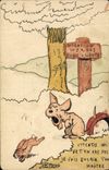 Vintage Postcard Lapin Rabbits Dog Traps has wolves