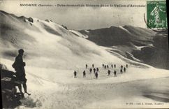 CPA Militaria Chasseurs Alpins Modane Detachement de skieurs dans le Vallon d'Arronda 