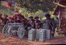 CPA Militaria Chasseurs Alpins Canon de 65 de montagne des alpins 