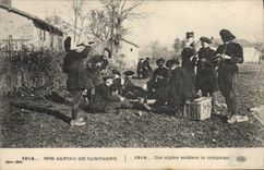 CPA Militaria Chasseurs Alpins en campagne 