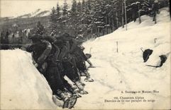 CPA Militaria Chasseurs Alpins Exercice de tir sur parapet de neige 