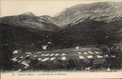 Vintage Postcard Militaria Alpine hunters a bivouac in the mountain