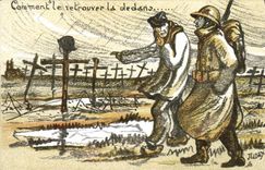 CPA Militaria Comment le retrouver la dedans 