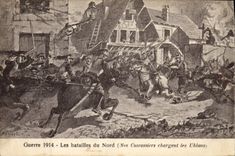 Vintage Postcards Militaria the battles of North Our cuirassiers charge Uhlans