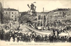 CPA Carnaval de Nice Le bandit de pegomas emportant la Joconde Leonard de Vinci 