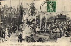 CPA Carnaval de Nice Le bandit de Pegomas emportant la Joconde Leonard de Vinci 