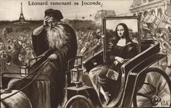 CPA Leonard ramenant sa Joconde Tour Eiffel Paris Leonard de Vinci 
