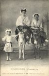 Vintage Postcard Folklore Sands of Olonne the walk has Mule donkeys