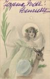 Vintage Postcard Fantaisie Illustrator Angel Is tickled pink