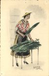 Vintage Postcard Fantasy Illustrator Woman the commercial one of branches
