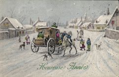 Vintage Postcard Fantasy Caleche Illustrator