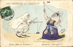 Vintage Postcard progress of the Twin wheel Fissa Fissa