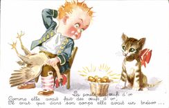 Vintage Postcard Fantasy Mauzan Illustrator the goose that lays the golden eggs Cat