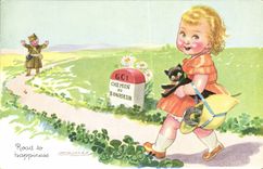 Vintage Postcard Fantasy Mauzan Illustrator the way of happiness Child