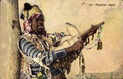 Vintage Postcard negro Folklore Musician
