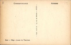 Vintage Postcard Negro Folklore playing of Tam Tam