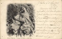 Vintage Postcard Algerian Sahara Folklore Player of flute