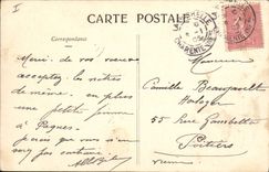 Vintage Postcard Rabbit Woman