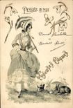 CPA Lapin Lapins Femme 