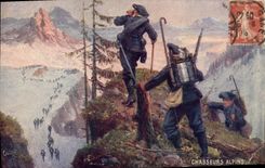 CPA Militaria Chasseurs Alpins 
