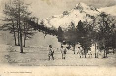 Vintage Postcard Militaria Lanslebourg Alpine hunters a supply in the Drill of Arc At the bottom the tooth arrachee