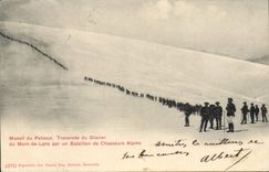 CPA Militaria Chasseurs Alpins Massif du Pelvoux Traversee du glacier du Mont de Lans par un bataillon de chasseurs alpins 