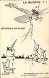 CPA Militaria La guerre Une polittesse en vaut une autre Avion 