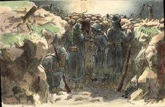 Vintage Postcard Militaria the station of listening