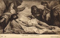 Postal Van Dyck Cristo a la tumba Vagada de Amberes