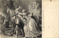 Postal Pau el castillo Tapicería de Beauvais los adioses de Enrique IV a Gabrielle de Estrees