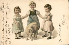 CPA Fantaisie Enfants Cochon Porc 