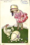 Vintage Postcard Fantasy Illustrator Child Mauzan Hen