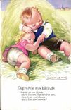 Vintage Postcard Fantasy Illustrator Mauzan Children Near my blonde
