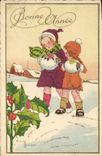 Vintage Postcard Fantasy Illustrator Marshals Children Happy new year