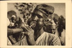 CPA Folklore Afrique Equatoriale Francaise Tchad Musicien de Fort Lamy 