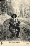 Vintage Postcard Auvergne Folklore a player of Accordion music SIGNAL