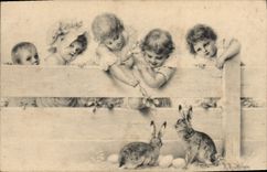 CPA Lapin Lapins Enfants 