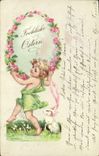 CPA Lapin Lapins Enfant Fleurs 