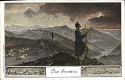 Vintage Postcard Militaria At the borders