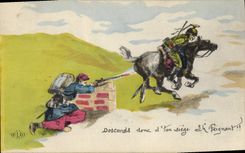 CPA Militaria Descends donc d'ton siege eh feignant 