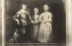 Postal Vagar del Louvre París Anton Van Dyck Portrait de los niños de 1.o Charles