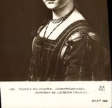 Postal París Vagar del Louvre Leonardo de Vinci Retrato de Lucrezia Crivelli