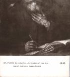 Postal París Vagar del Louvre Rembrandt Van Ryn San Mateo el evangelista
