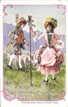 Vintage Postcard Fantasy Illustrator Shepherd & Shepherdess official Chart of the Vine growers Vevey 1905